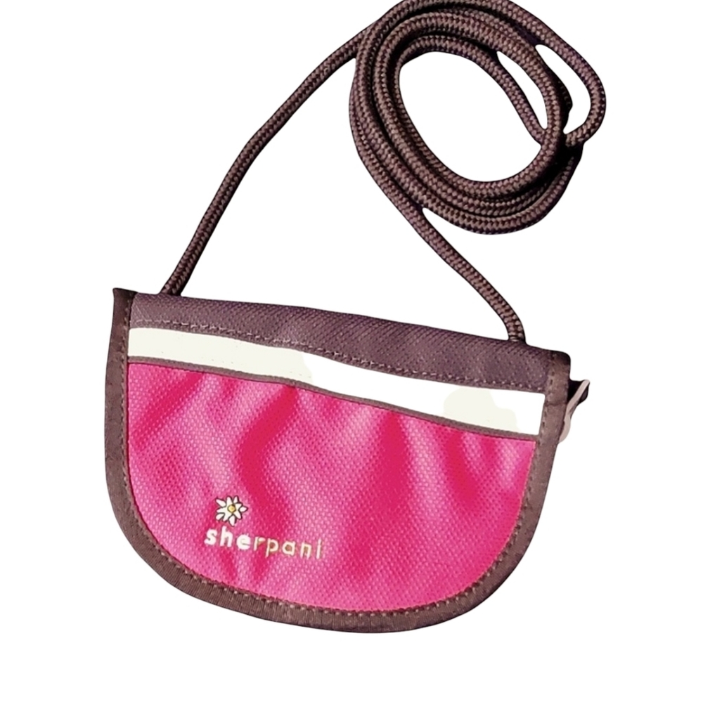 Sherpani Brown and Pink Mini wallet crossbody bag.